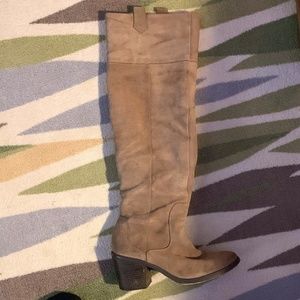 Over the knee high suede boots